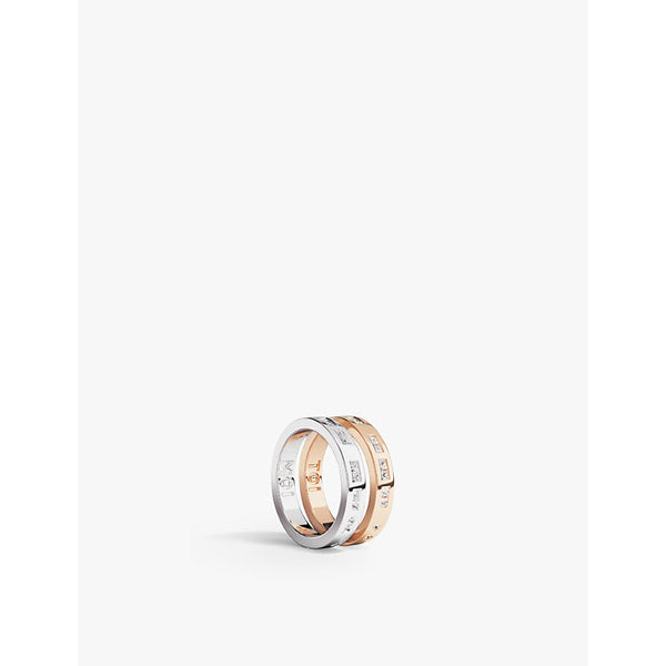 Womens Apm Monaco TOI MOI Morse Code 18ct rose gold-plated metal alloy and cubic zirconia ring