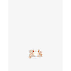 Apm Monaco Triple-band 18ct rose gold-plated metal alloy and cubic zirconia ring