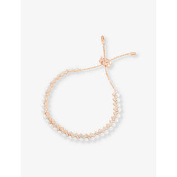 Apm Monaco Up And Down 18ct rose gold-plated metal, zirconia and pearl bracelet