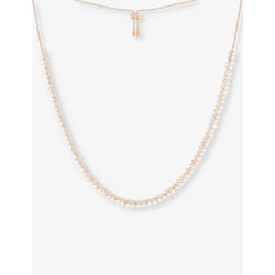 Womens Apm Monaco Up And Down 18ct rose gold-plated metal, zirconia and pearl necklace