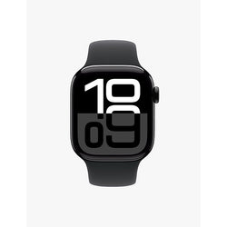 Mens Apple Watch Series 10 GPS 42mm black aluminium case sports band small/medium