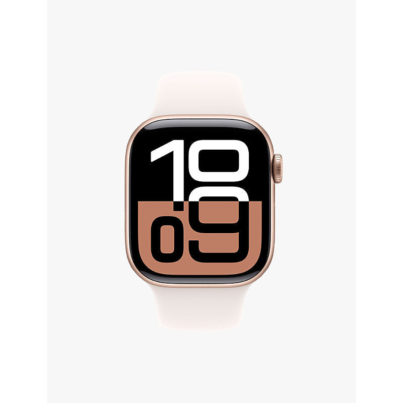 Mens Apple Watch Series 10 GPS 42mm rose-gold aluminium case sports band small/medium