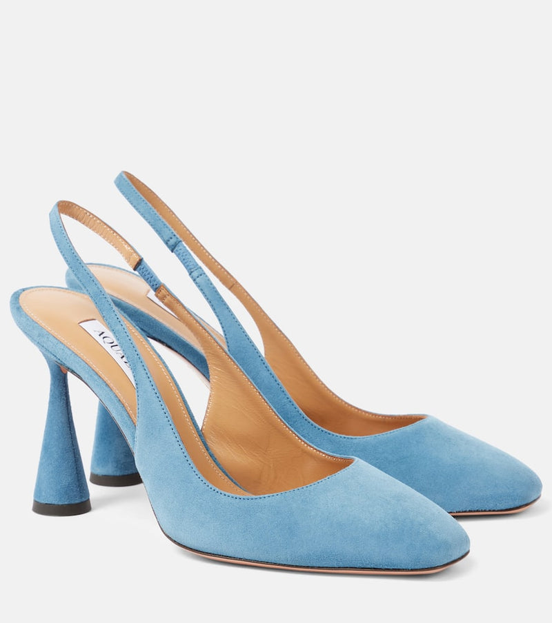 Aquazzura Amore 95 suede slingback pumps