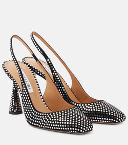 Aquazzura Amore embellished leather slingback pumps