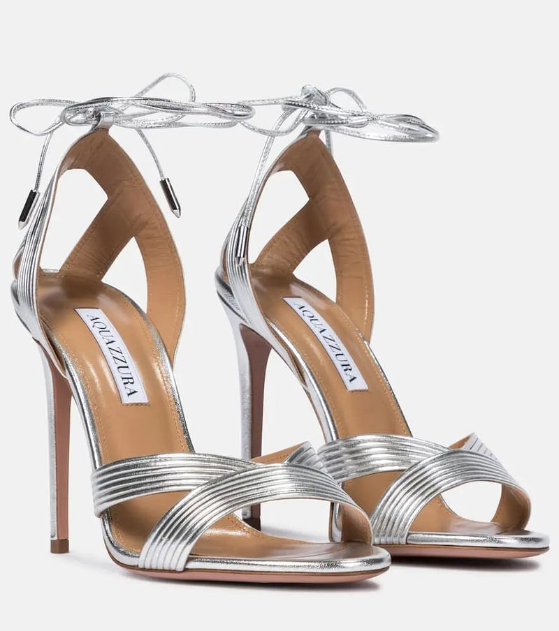 Aquazzura Ari 105 metallic leather sandals | LYBSTORE