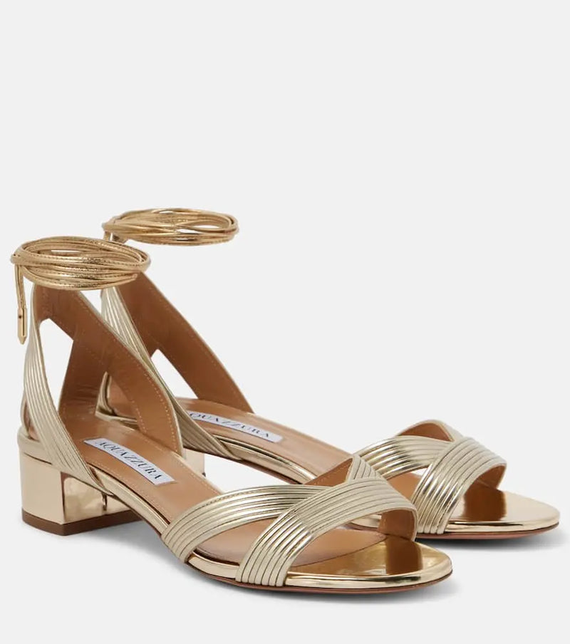 Aquazzura Ari 35 metallic leather sandals | LYBSTORE