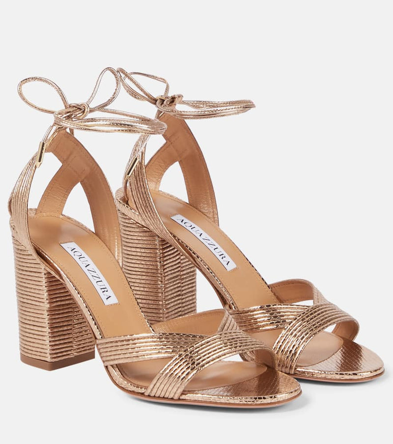 Aquazzura Ari 85 metallic leather sandals