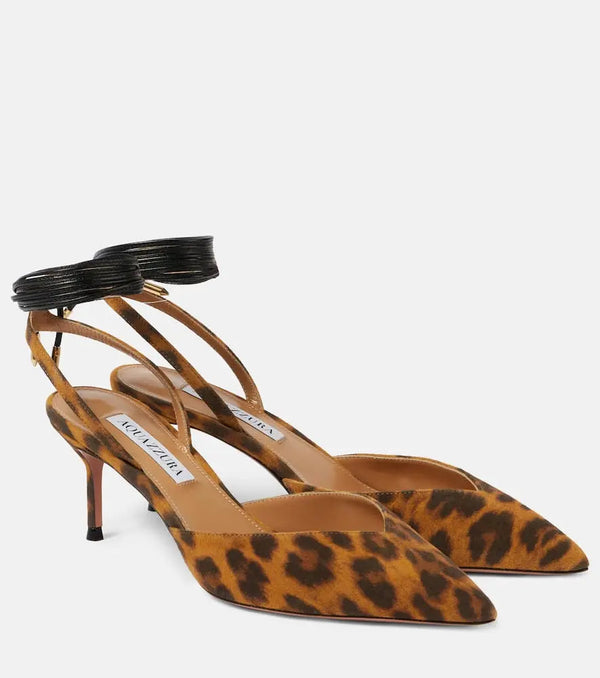 Aquazzura Beyond animal-print leather slingback pumps | LYBSTORE