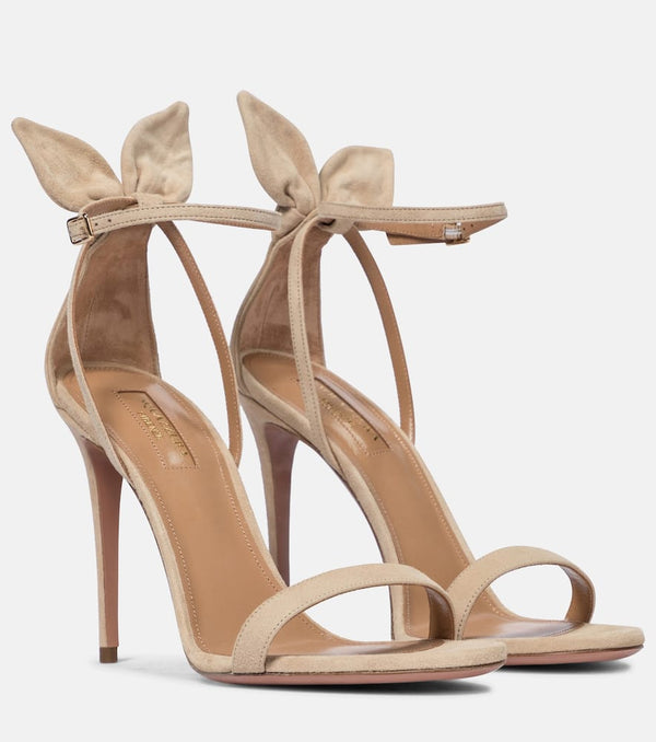 Aquazzura Bow Tie 105 suede sandals