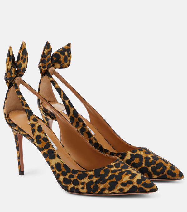 Aquazzura Bow Tie 85 leopard-print pumps | LYBSTORE