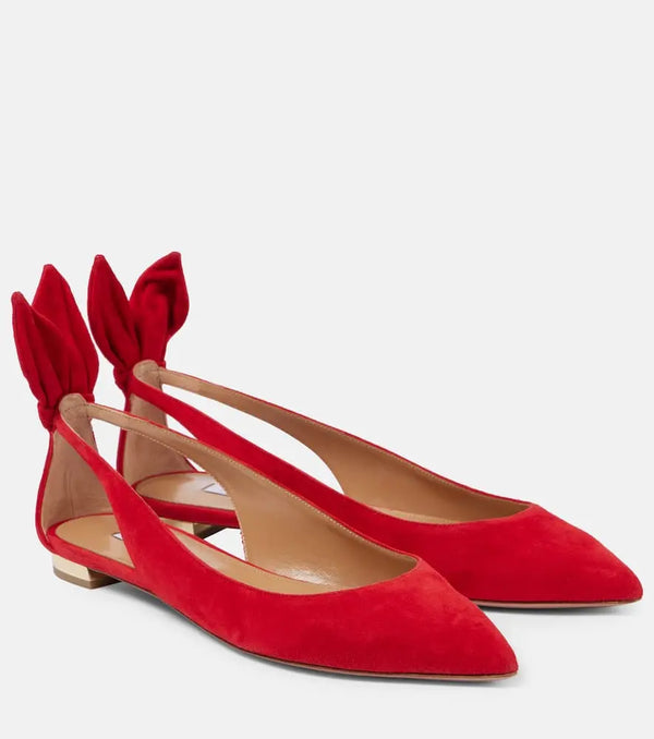 Aquazzura Bow Tie suede ballet flats | LYBSTORE