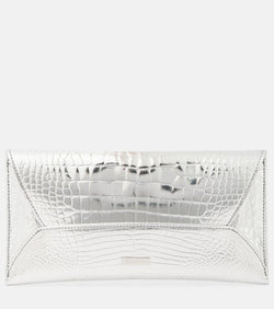 Aquazzura Croc-effect metallic leather clutch