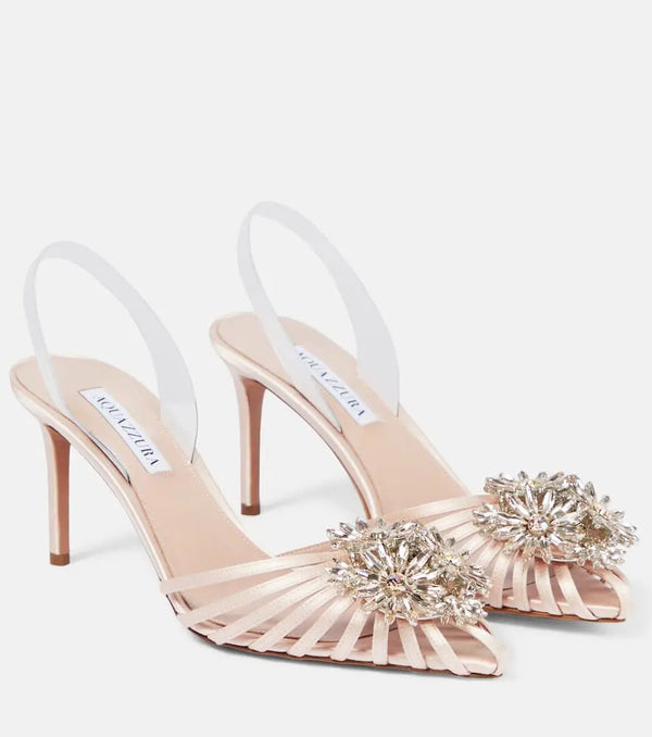 Aquazzura Crystal Margarita slingback pumps | LYBSTORE