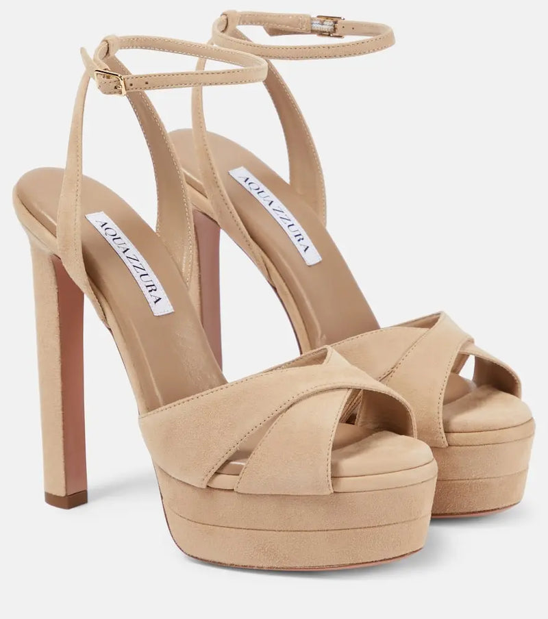 Aquazzura Divine 130 suede platform sandals