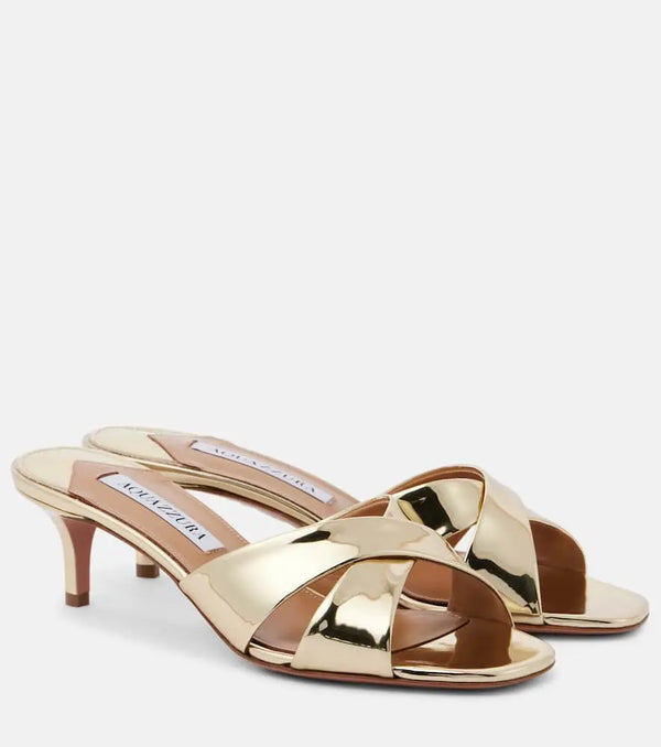 Aquazzura Divine 50 mirrored leather mules