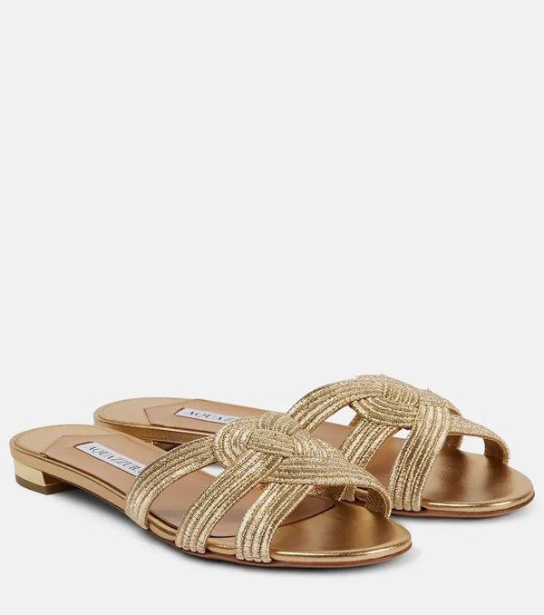 Aquazzura Felix satin slides | LYBSTORE