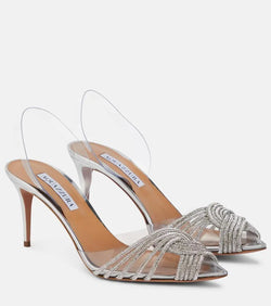 Aquazzura Gatsby 75 embellished slingback pumps | LYBSTORE