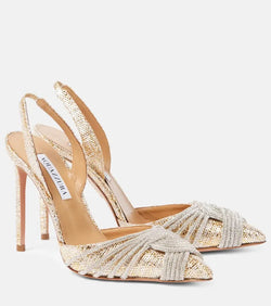 Aquazzura Gatsby Sling 105 embellished slingback pumps