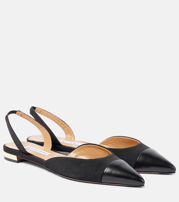 Aquazzura Leather-trimmed slingback flats | LYBSTORE