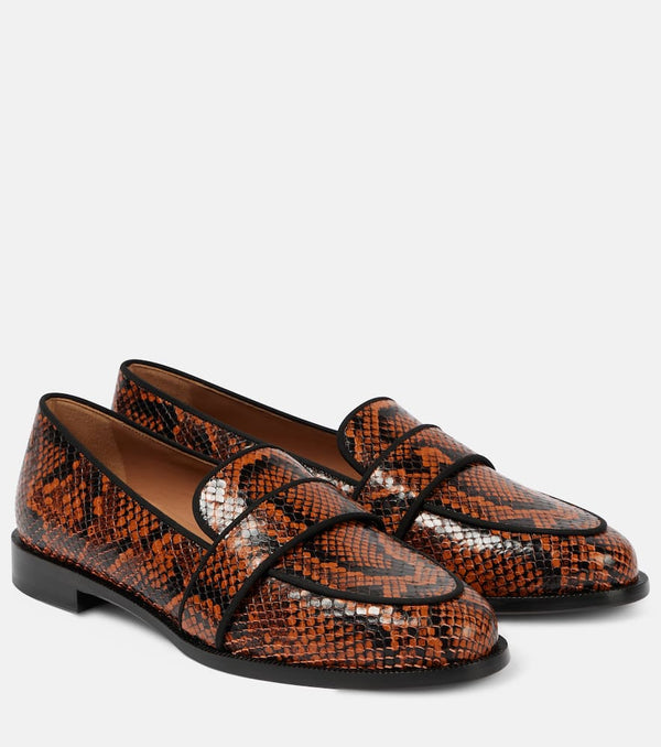 Aquazzura Martin snake-effect leather loafers