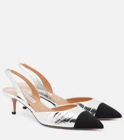 Aquazzura Milanese metallic leather slingback pumps