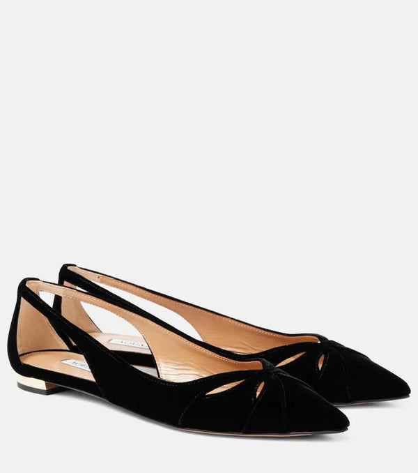 Aquazzura Moves cutout velvet ballet flats | LYBSTORE