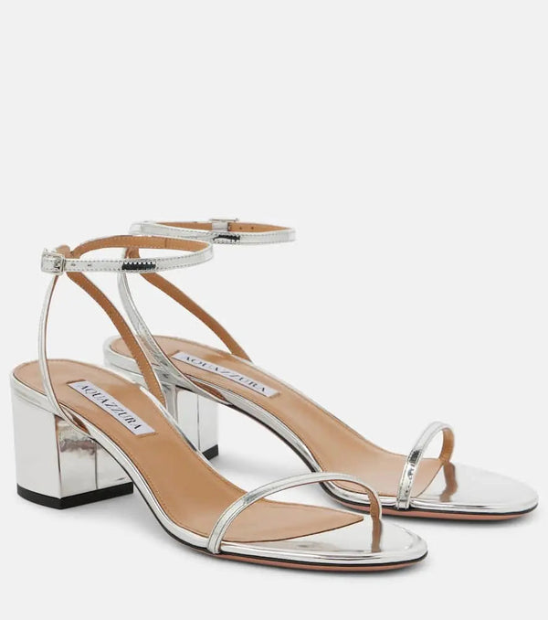 Aquazzura Olie 50 mirrored leather sandals | LYBSTORE