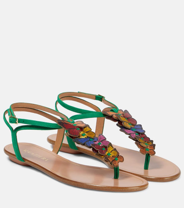 Aquazzura Papillon suede thong sandals