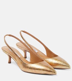 Aquazzura Purist 50 metallic leather slingback pumps