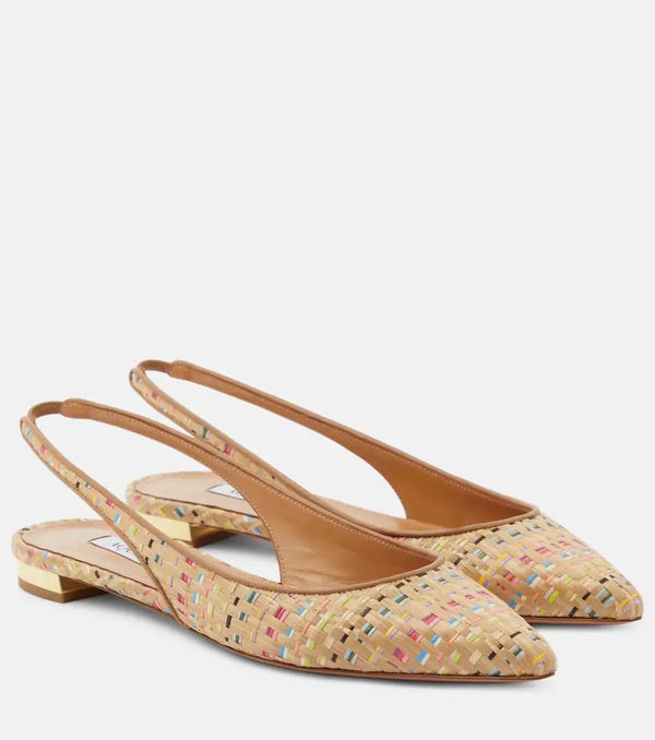 Aquazzura Purist raffia slingback flats | LYBSTORE