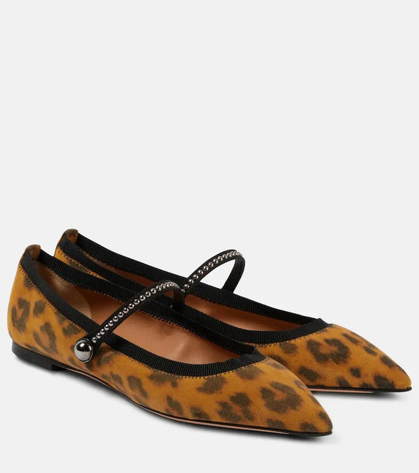 Aquazzura Romy leopard-print suede ballet flats