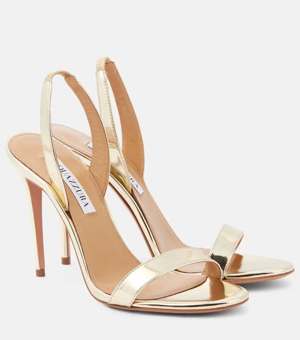 Aquazzura So Nude 105 metallic leather sandals | LYBSTORE