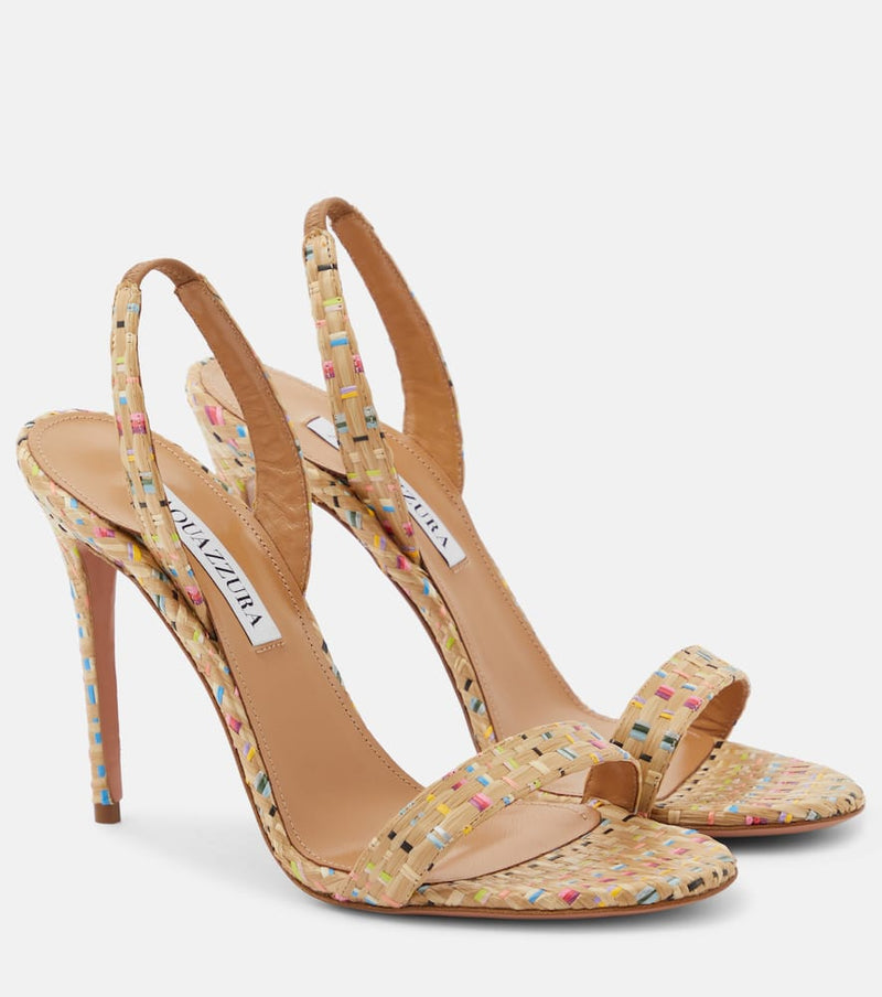 Aquazzura So Nude 105 raffia slingback sandals