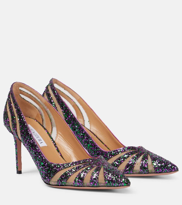 Aquazzura Spy 75 glitter pumps