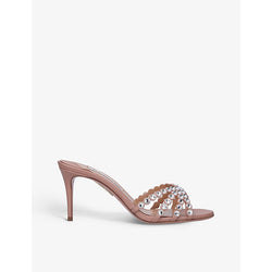 Aquazzura Tequila gem-embellished leather heeled sandals | LYBSTORE