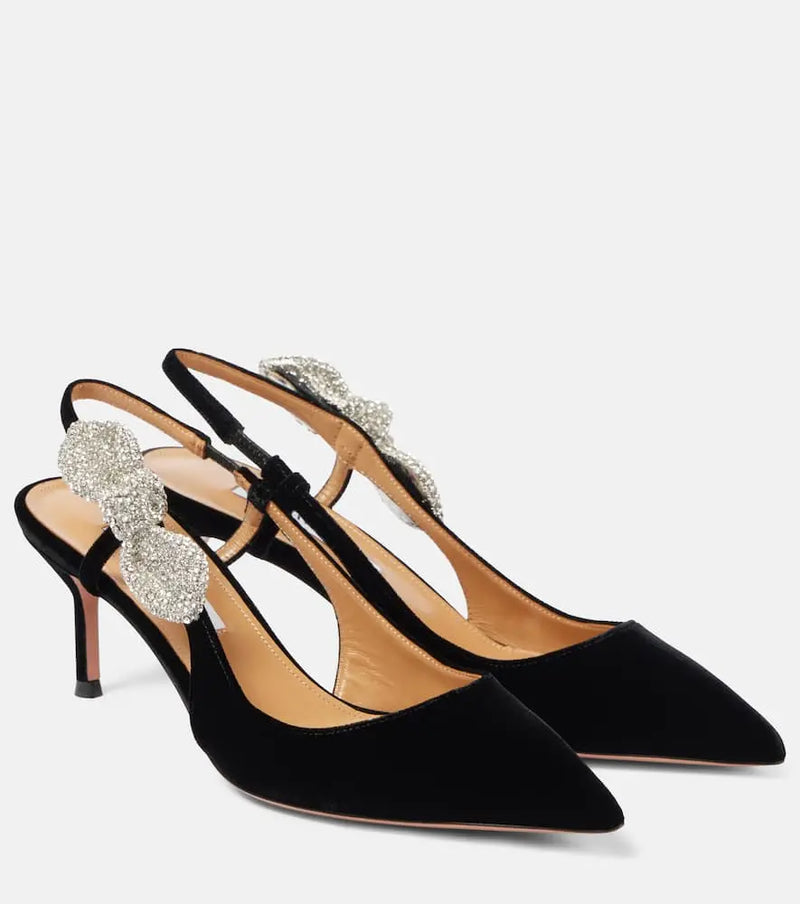 Aquazzura Very Bow Tie Crystal 65 slingback pumps | LYBSTORE