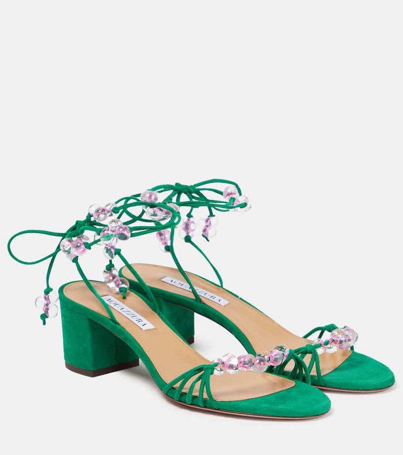 Aquazzura Very Maui 50 embellished suede sandals | LYBSTORE