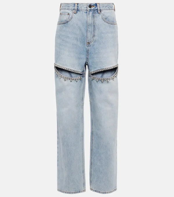 Area Crystal-embellished straight jeans | LYBSTORE