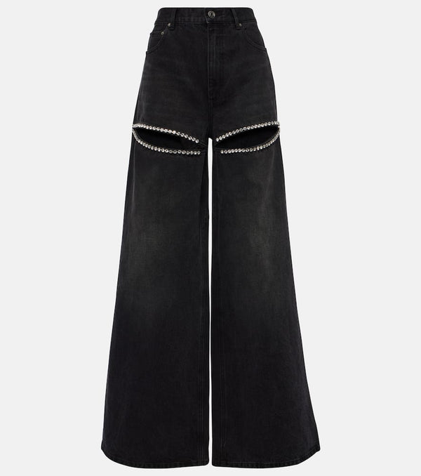 Area Crystal-embellished wide-leg jeans