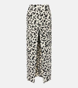 Area Dalmatian front-slit denim maxi skirt