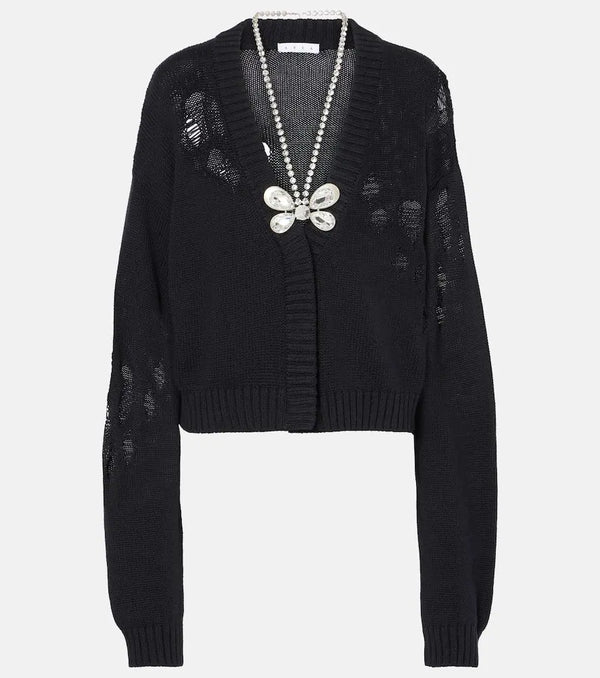 Area Embellished cotton and cashmere cardigan