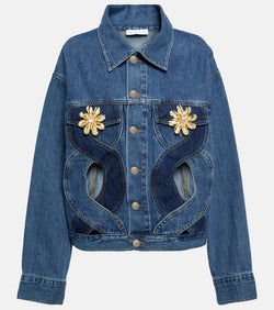 Area Embellished cutout denim jacket