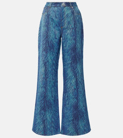 Area Embellished fur-print flared jeans | LYBSTORE