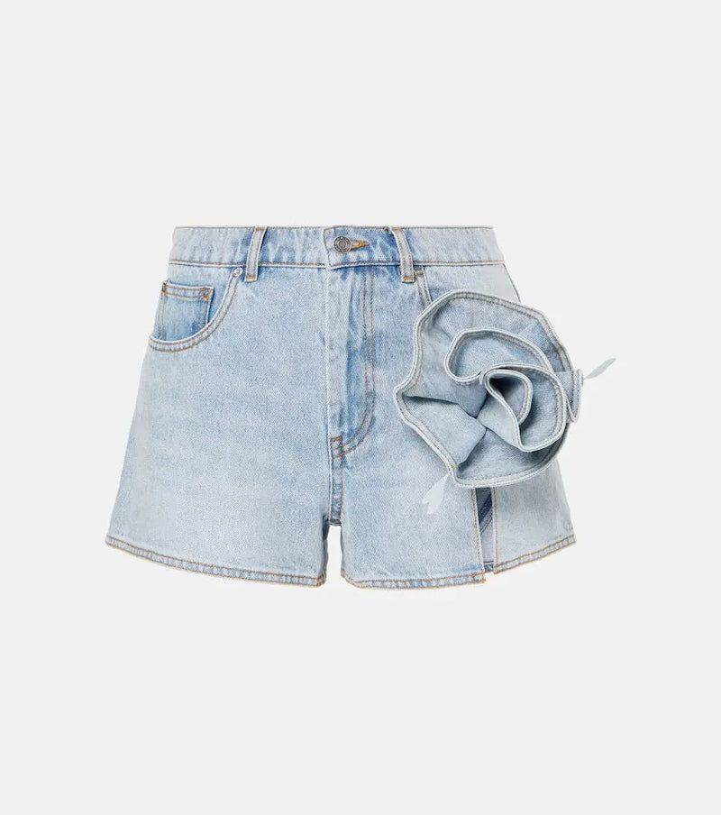 Area Floral-appliqué denim shorts | LYBSTORE