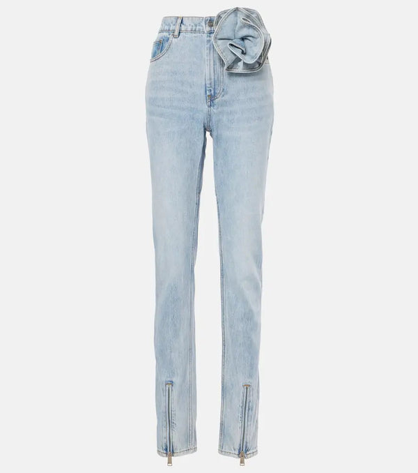 Area Floral-appliqué high-rise straight jeans | LYBSTORE