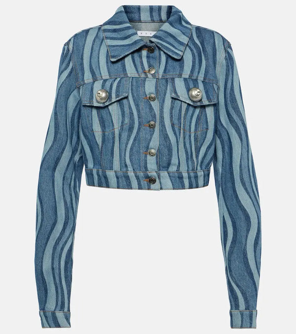 Area Sunray printed cropped denim jacket