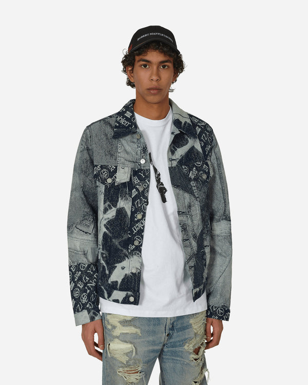 Aries Patchwork Jacquard Trucker Jacket Indigo