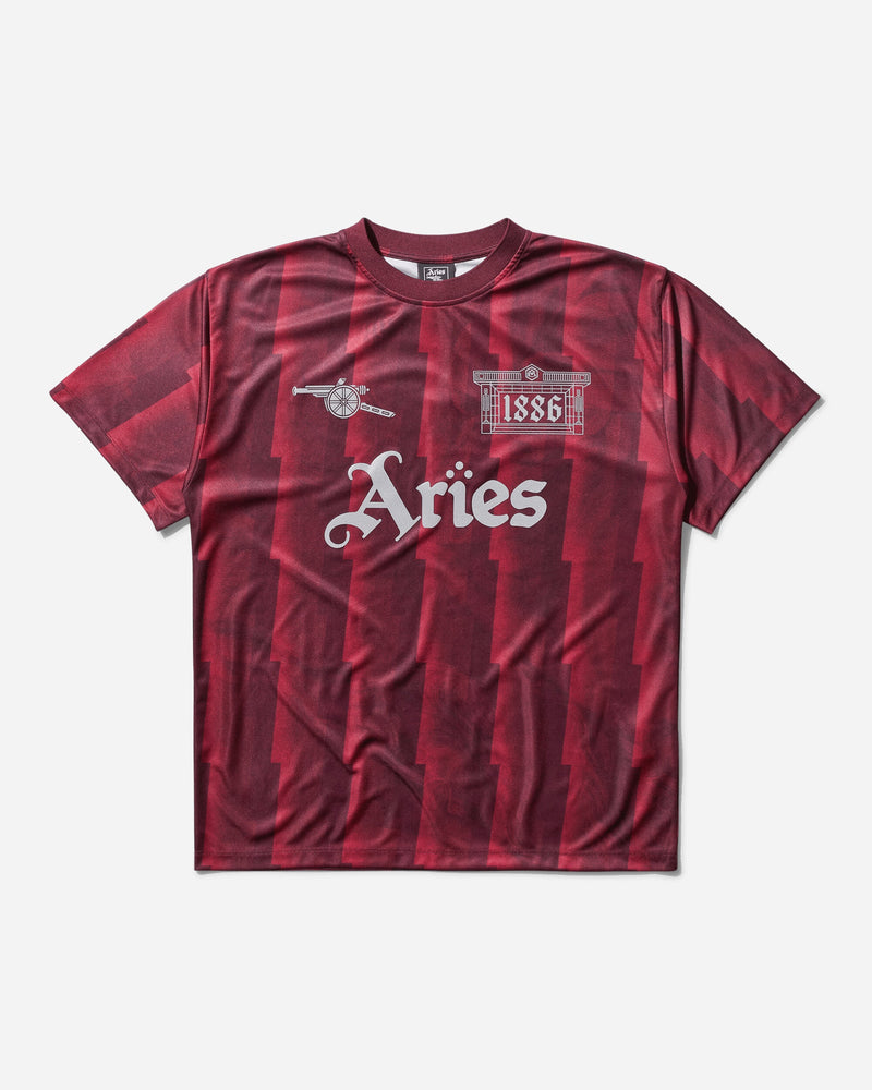 Aries Men s Arsenal Lightning Stripe Poly T-Shirt Red