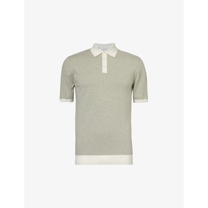 Mens Arne Buttoned cotton knitted polo shirt