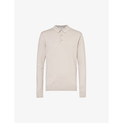 Mens Arne Long-sleeved ribbed-trim cotton-knit polo shirt